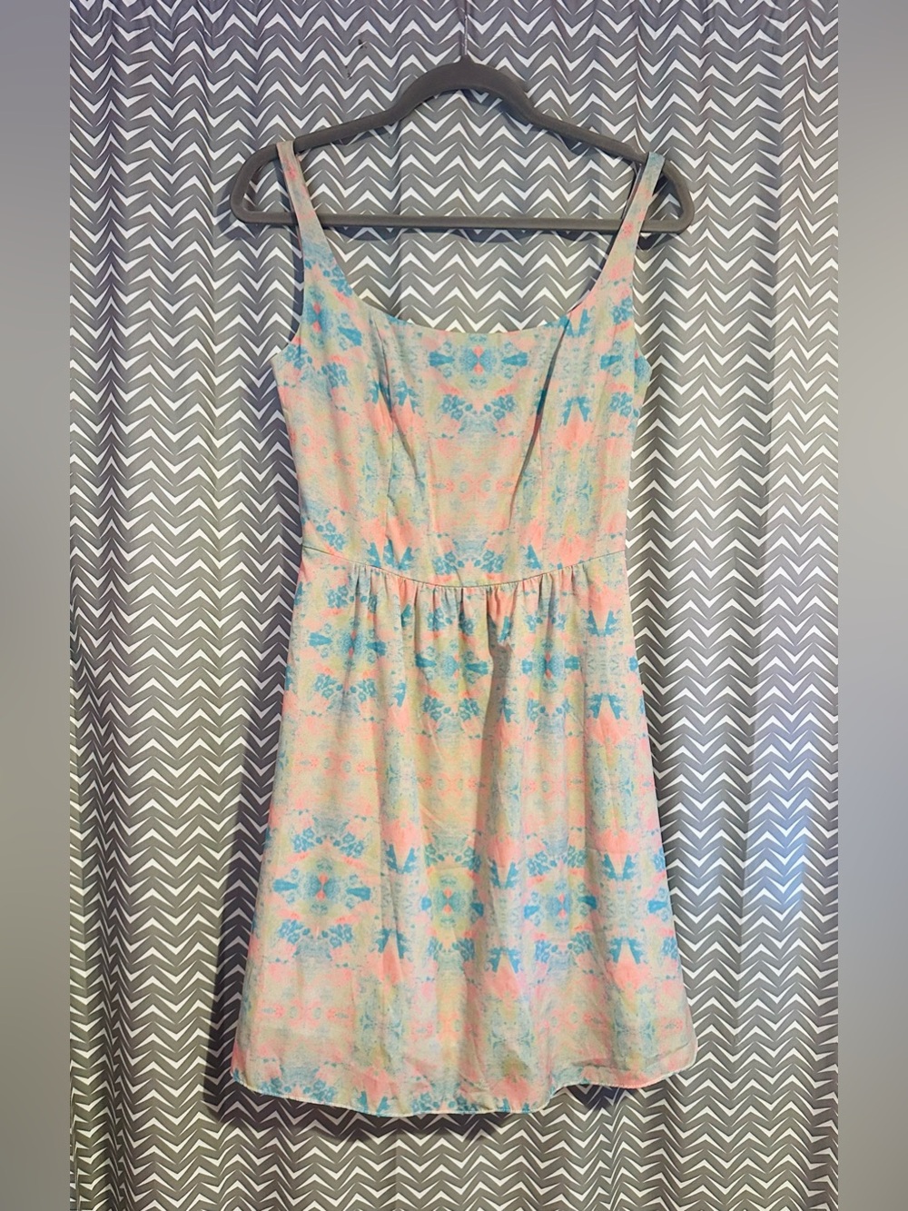 LulaKate | Silk Pastel Watercolor Print Sleeveless Mini Dress, size 2